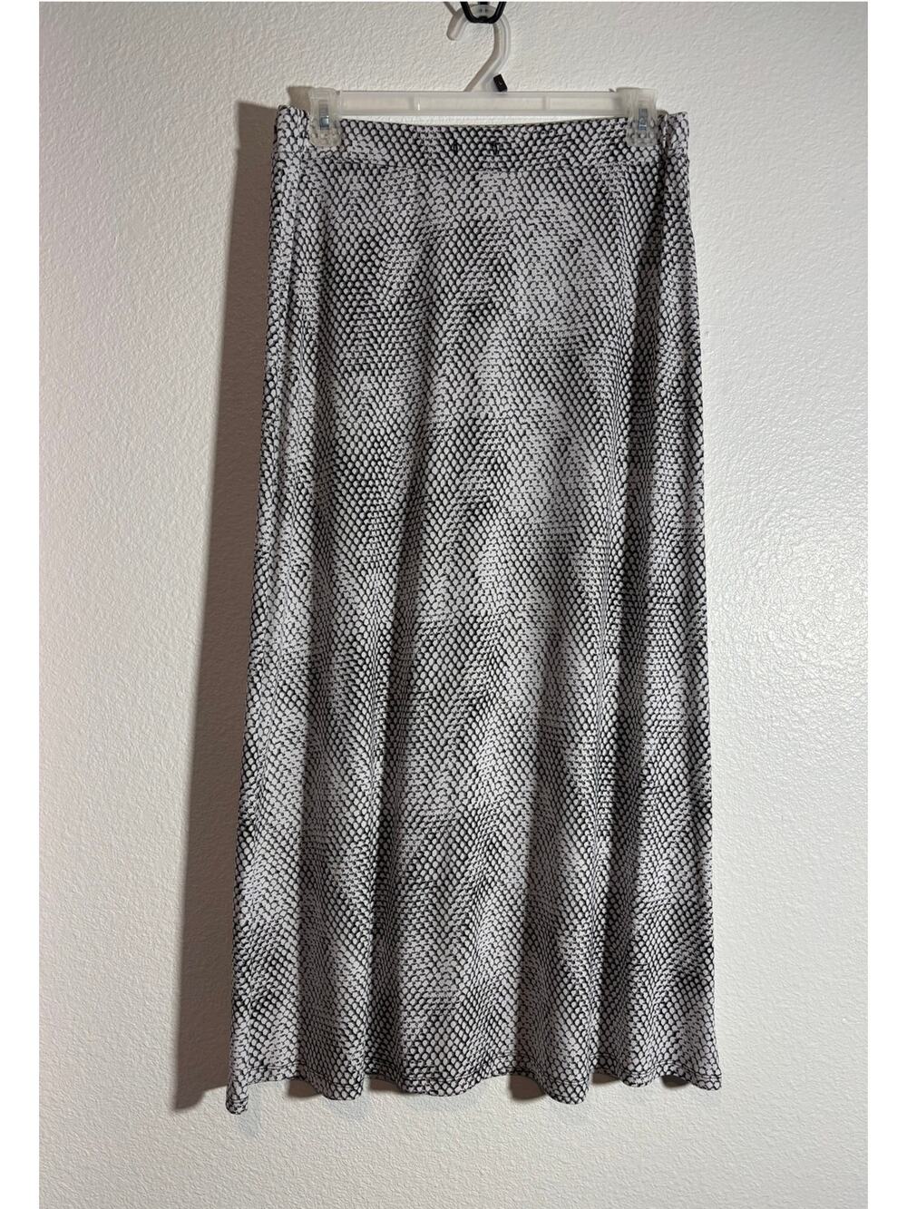 Michael Kors Women's Size L Snakeskin Print Black White Pull-On Midi Skirt